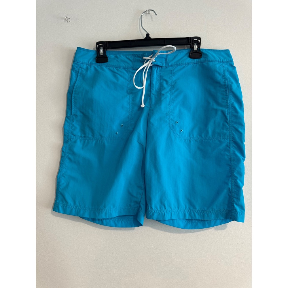 Lands End Board Shorts Womens 10 Blue Quick Dry Lace Up Waist
